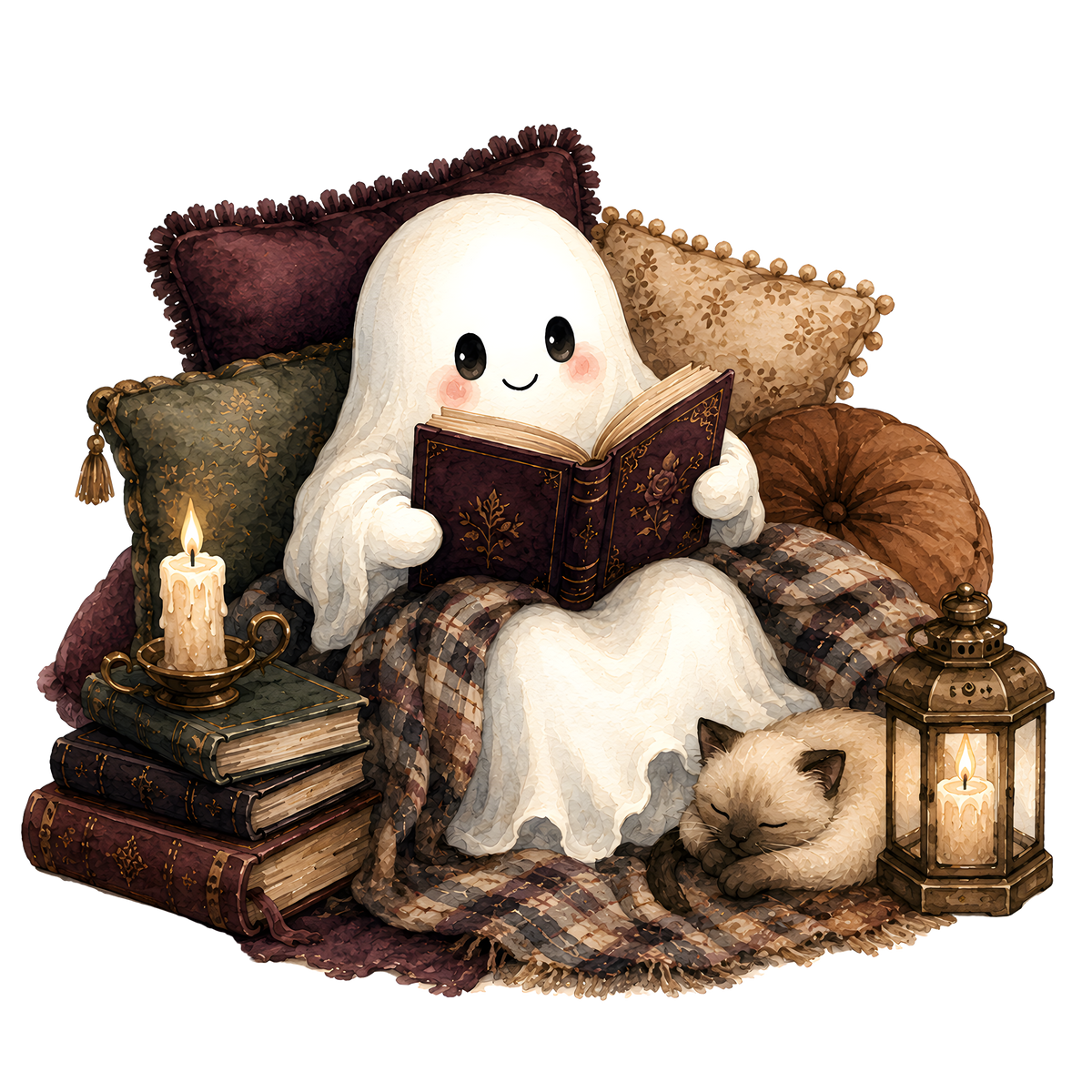 Bookish Ghost PNG, Cute Book Lover Design, Sublimation Shirt Digital Download