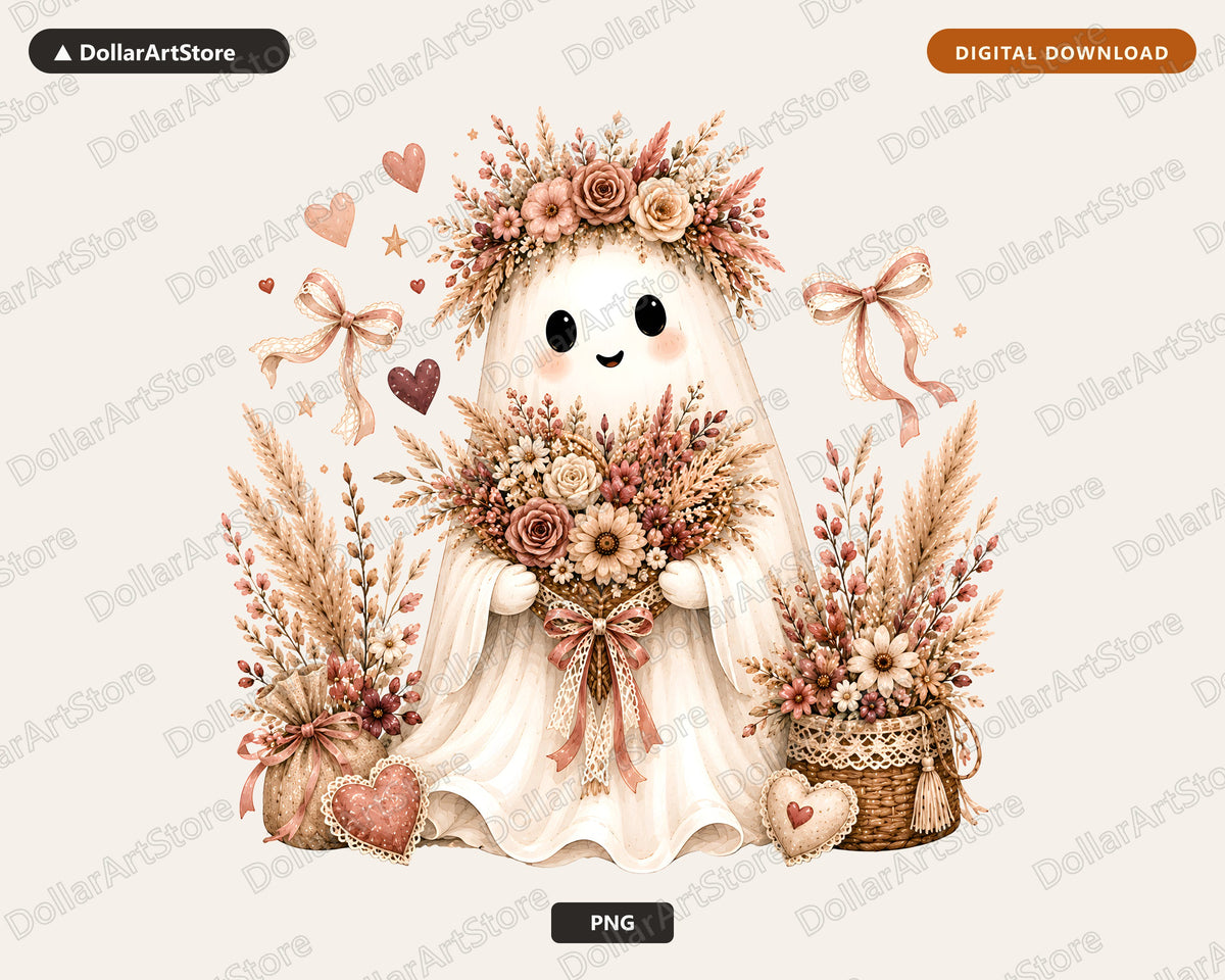 Boho Ghost PNG, Sublimation Design, Shirt & Tumbler Digital Download