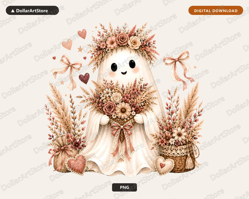 Boho Ghost PNG, Sublimation Design, Shirt & Tumbler Digital Download