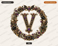 Gothic Monogram Letter V PNG, Luxury Halloween Sublimation Design, Print on Demand