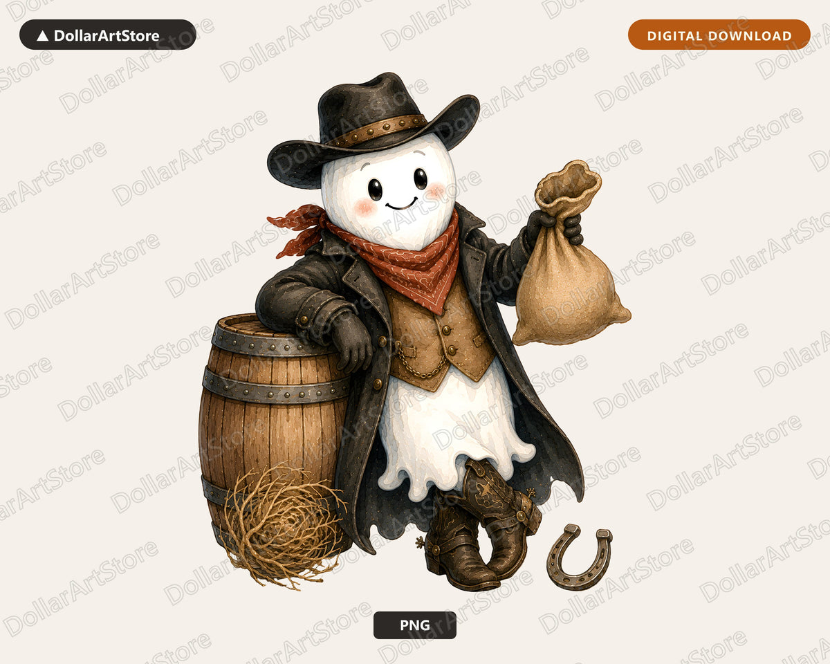 Western Cowboy Ghost PNG, Sublimation Design, Shirt Printable