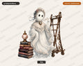Bookish Ghost PNG, Victorian Steampunk Design, Sublimation Shirt Design Digital Download