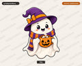 Cute Halloween Ghost PNG, Witch Hat Design, Sublimation Shirt Download