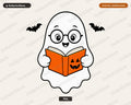 Bookish Ghost PNG Sublimation Design, Halloween Shirt & Tumbler Design