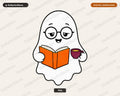 Bookish Ghost PNG, Cute Reading Character Sublimation Design