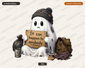 Sad Ghost PNG Sublimation Design, Cute Halloween Shirt Design Digital Download