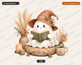 Bookish Ghost PNG, Autumn Reading Sublimation Design, Fall Shirt Design