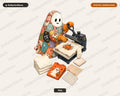 Crafting Ghost PNG, Fall Sublimation Design, Halloween Shirt Print