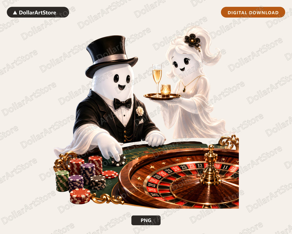 Elegant Ghost PNG Sublimation Design, Cute Halloween Characters Shirt Print Digital Download