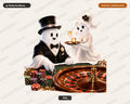 Elegant Ghost PNG Sublimation Design, Cute Halloween Characters Shirt Print Digital Download