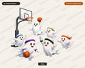 Cute Basketball Ghosts PNG, Sublimation Design, Halloween Sports Shirt Design
