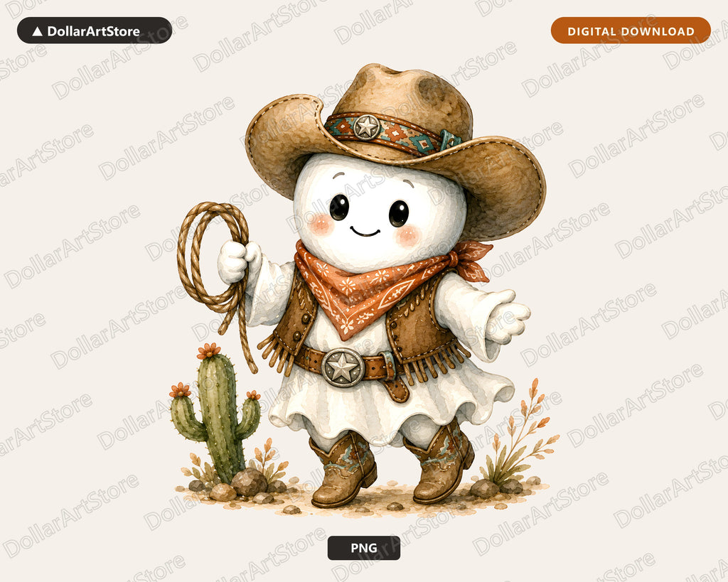 Cowboy Ghost PNG, Western Sublimation Design, Shirt & Tumbler Print Download