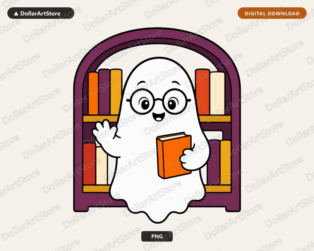 Bookish Ghost PNG, Sublimation Design, Shirt & Tumbler Digital Download