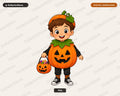 Cute Pumpkin Costume Kid PNG, Halloween Sublimation Design, Shirt Design Digital Download