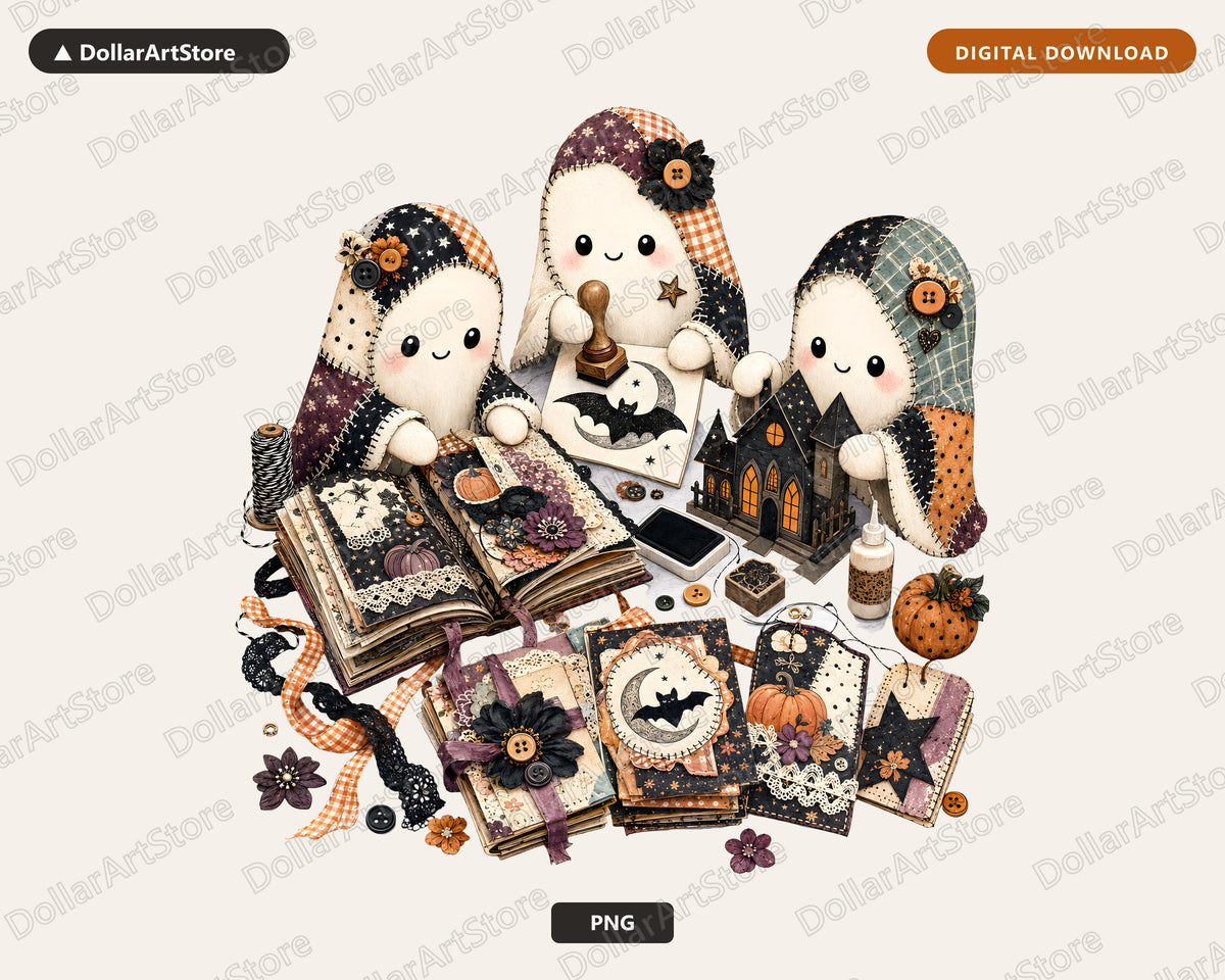 Crafting Ghost PNG, Halloween Sublimation Design, Shirt & Tumbler Print