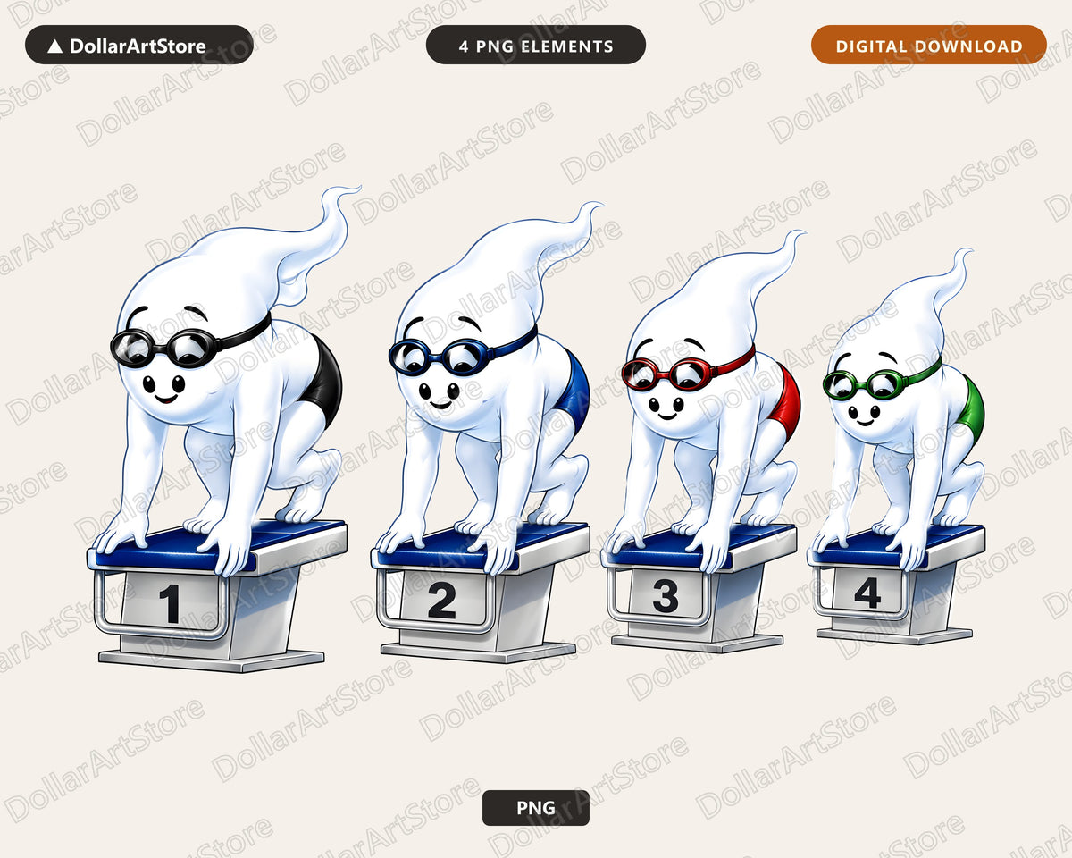 Cute Halloween Ghosts PNG, Swimming Spirits, Sublimation Design, Shirt Digital Download