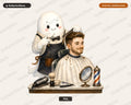 Cute Ghost Barber PNG, Sublimation Design, Shirt Design Digital Download