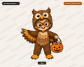Cute Owl Halloween Costume Kid PNG, Sublimation Design Digital Download