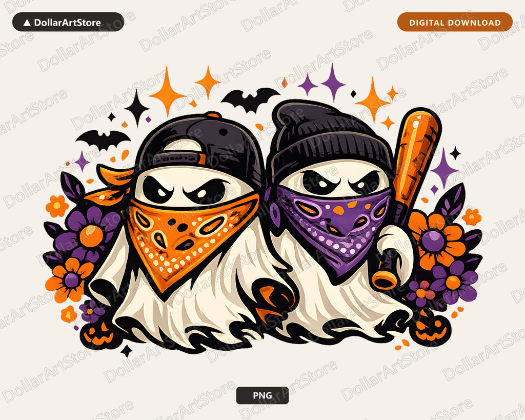 Cute Halloween Ghosts PNG, Sublimation Design, Shirt Design Digital Download