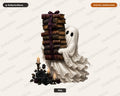 Bookish Ghost PNG, Gothic Sublimation Design, Halloween Shirt Design Digital Download