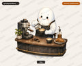 Cute Coffee Barista Ghost PNG, Sublimation Design, Shirt & Tumbler Design Digital Download