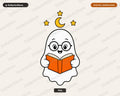 Bookish Ghost PNG, Transparent Design for Sublimation and Print-on-Demand