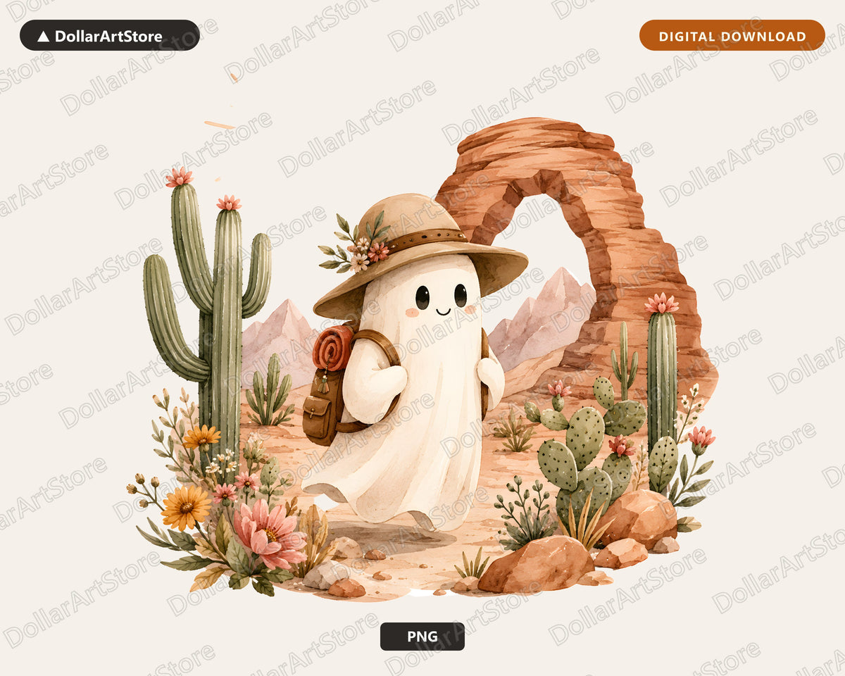 Boho Ghost PNG, Desert Adventure Design, Sublimation Shirt Design Digital Download