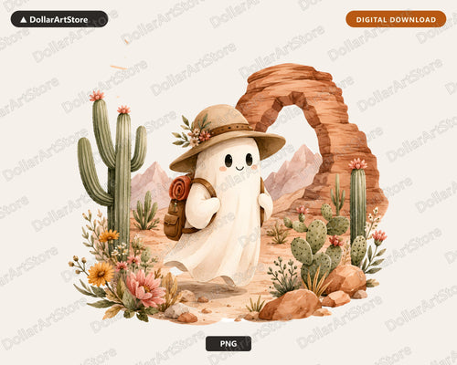 Boho Ghost PNG, Desert Adventure Design, Sublimation Shirt Design Digital Download