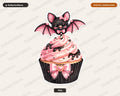 Coquette Bat Cupcake PNG, Sublimation Design, Cute Halloween Shirt Print