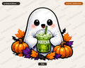 Cute Ghost Matcha PNG, Halloween Sublimation Design, Shirt & Tumbler Print