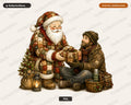 Vintage Santa Patchwork PNG, Christmas Shirt Design, Sublimation Digital Download