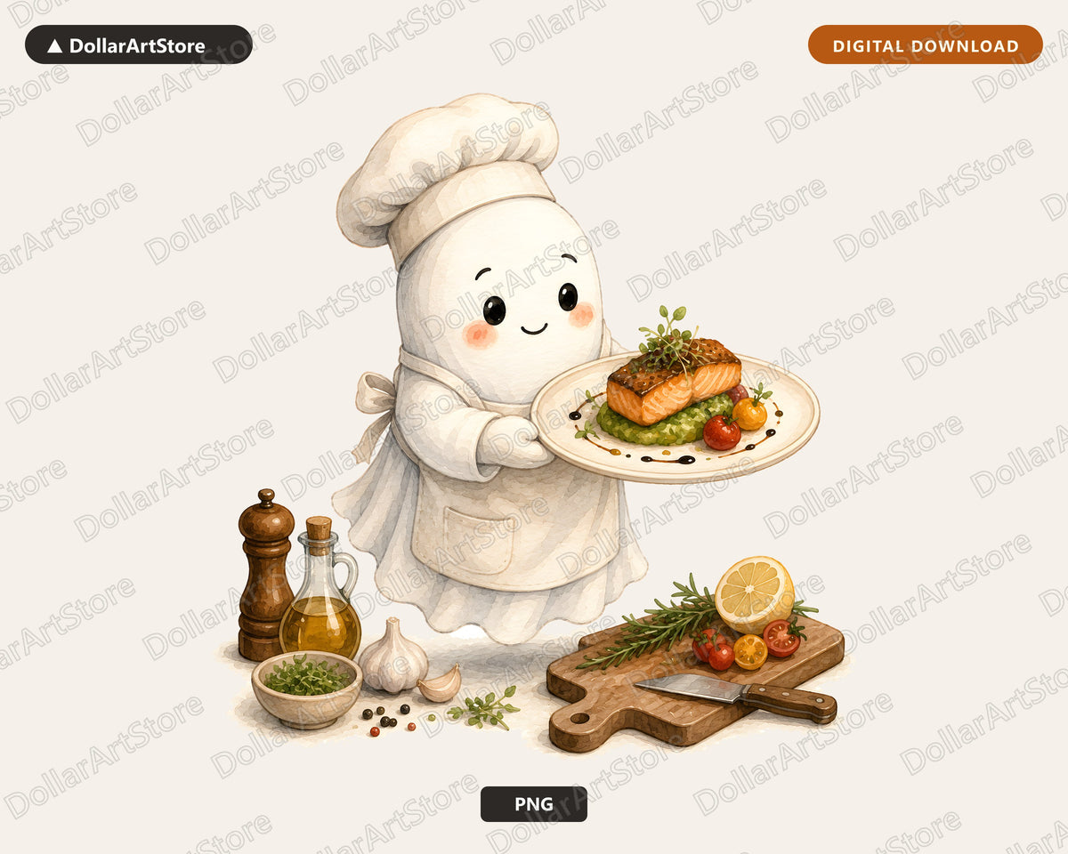 Chef Ghost PNG Sublimation Design, Cooking Kitchen Shirt Design Digital Download