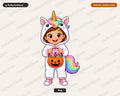 Cute Unicorn Halloween Costume Kid PNG, Sublimation Design Digital Download