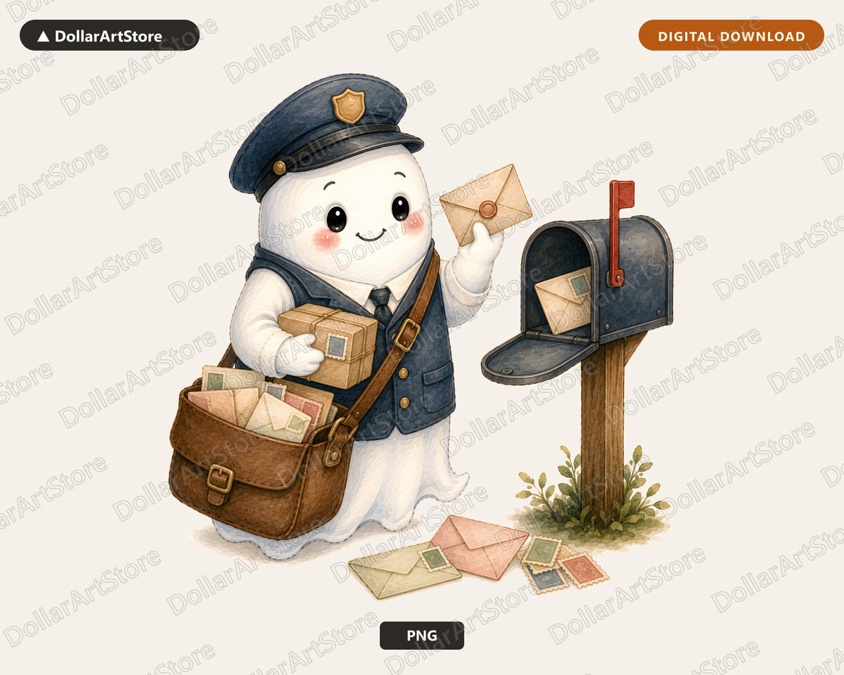 Cute Postman Ghost PNG, Sublimation Design, Shirt Design Digital Download