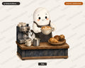 Cute Ghost Barista PNG, Sublimation Design, Coffee Shirt PNG Digital Download