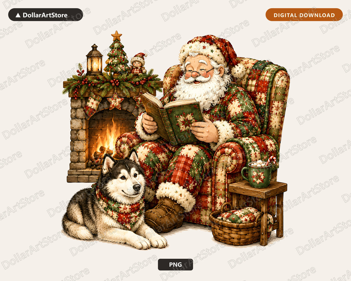 Santa Patchwork PNG, Christmas Shirt Design, Sublimation Digital Download