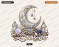 Ornate Celestial Moon PNG, Gothic Jewelry Design, Sublimation Download