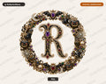 Halloween Monogram R PNG, Ornate Gothic Letter, Sublimation Design Digital Download