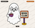 Bookish Ghost PNG, Book Club Design, Sublimation Shirt Design Download