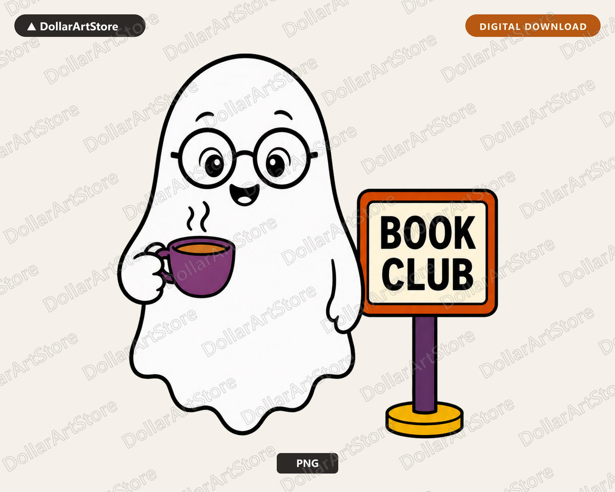 Bookish Ghost PNG, Book Club Design, Sublimation Shirt Design Download