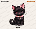Coquette Black Cat PNG, Pink Bow Halloween Design Digital Download