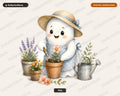 Gardening Ghost PNG, Cute Character Design, Sublimation Print-on-Demand Download
