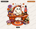 Bookish Ghost PNG, Sublimation Design, Cute Reading Art Digital Download
