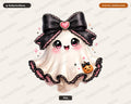 Coquette Halloween Ghost PNG, Cute Sublimation Design, Shirt Print