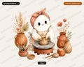 Boho Ghost PNG, Pottery Ceramic Art, Sublimation Design Digital Download