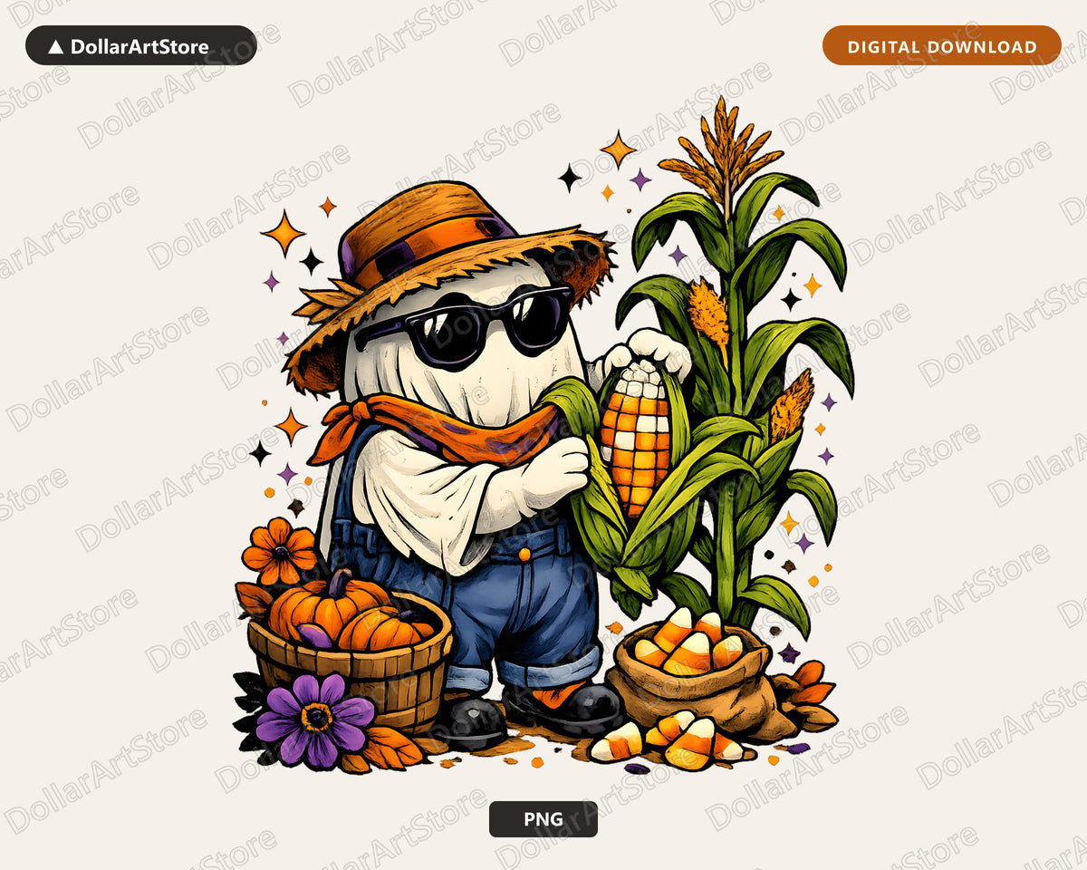 Cute Halloween Ghost PNG, Sublimation Design, Fall Shirt Design Digital Download