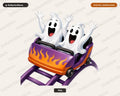 Cute Ghost Roller Coaster PNG, Halloween Sublimation Design, Shirt Design Digital Download