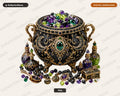 Gothic Witch's Cauldron PNG, Ornate Jewelry Design, Sublimation Print