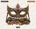 Gothic Masquerade Mask PNG, Jeweled Ornate Design, Sublimation Shirt PNG