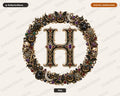Halloween Letter H Monogram PNG, Ornate Gothic Design, Sublimation Print